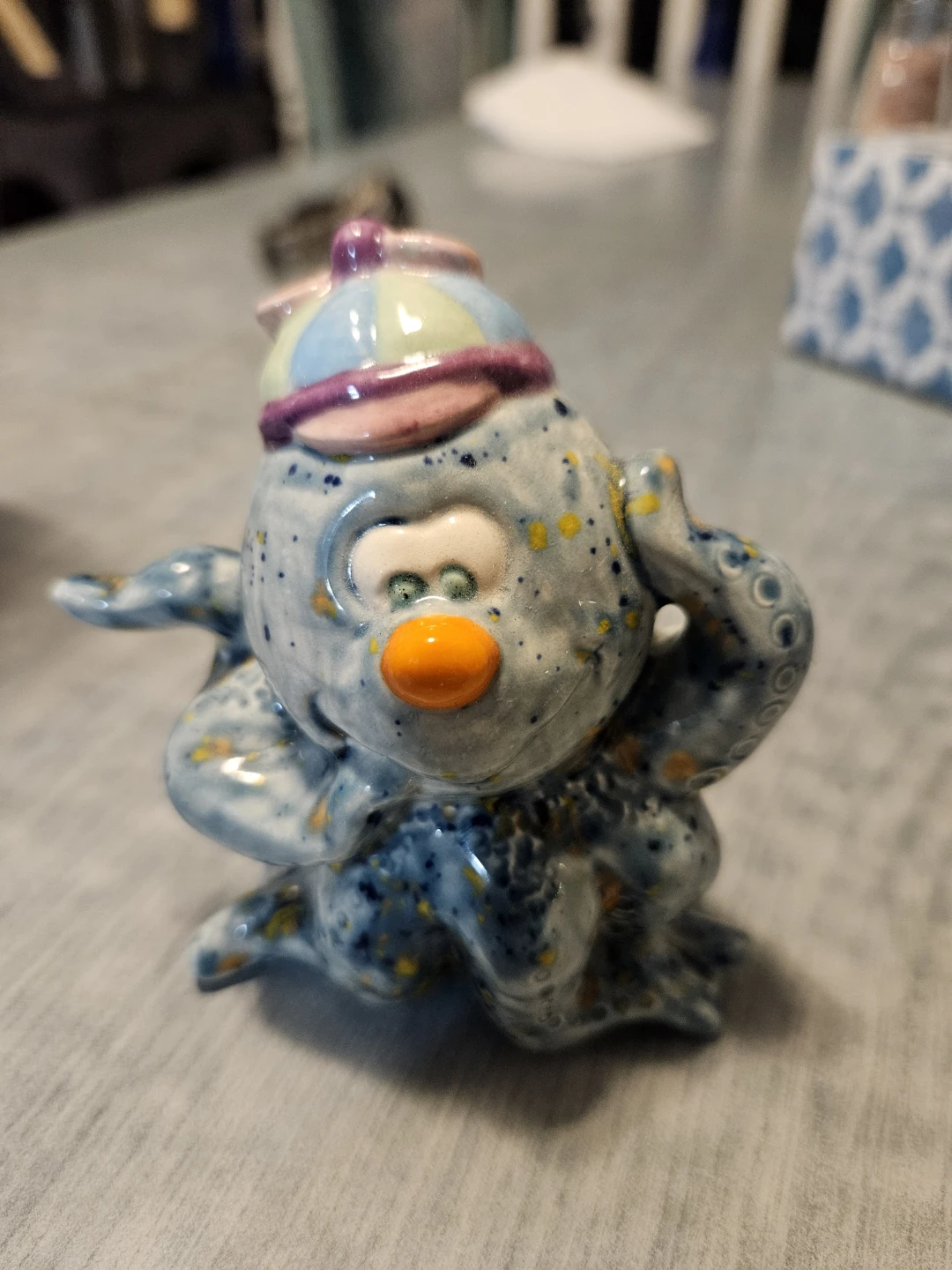Ceramic Octopus Figurine with Hat