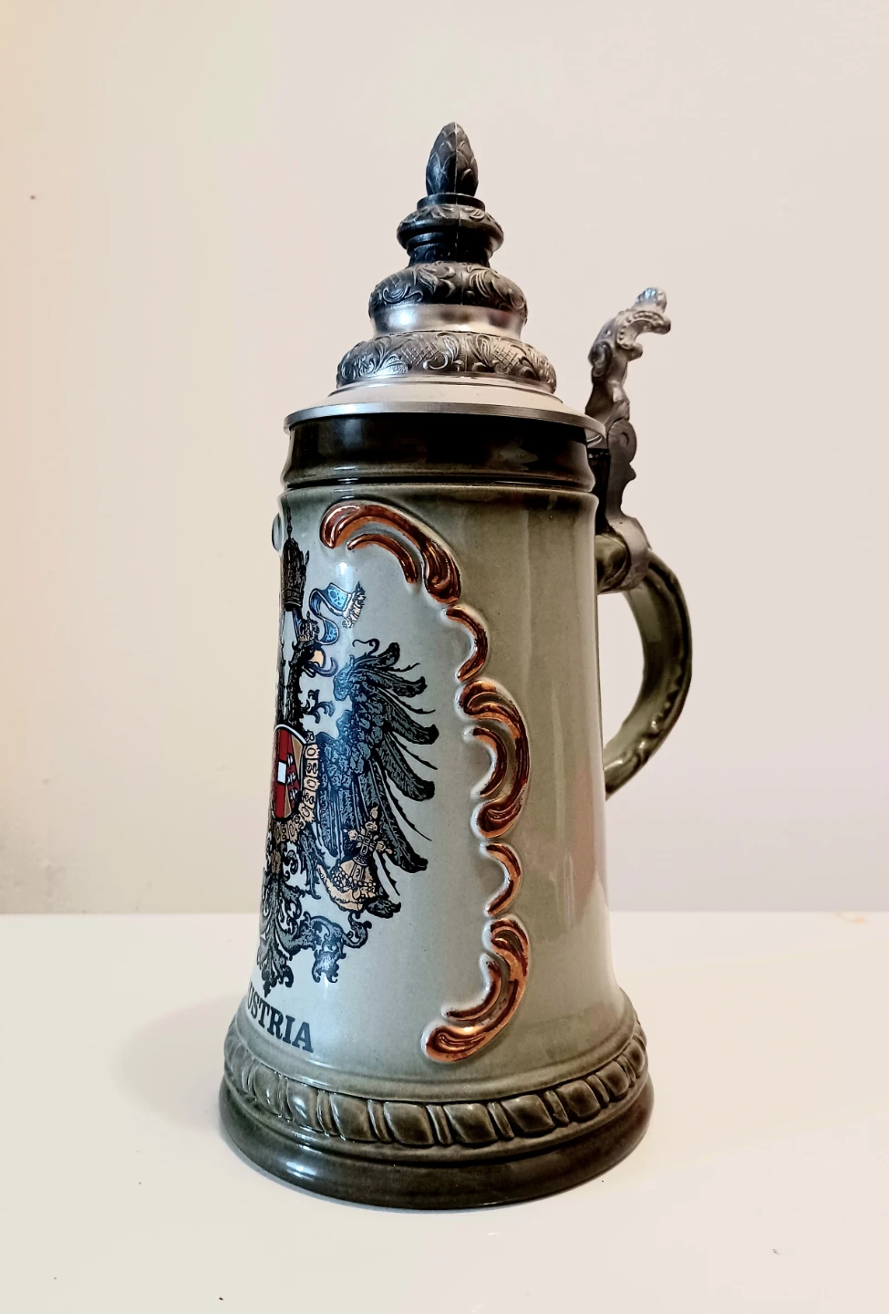 Vtg Handmade King Austria Beer Stein