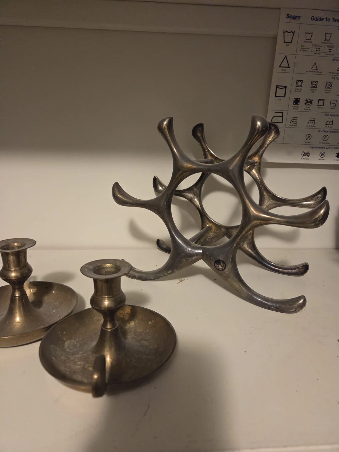 Bronze Candle Holders and Modern Wine Rack Set