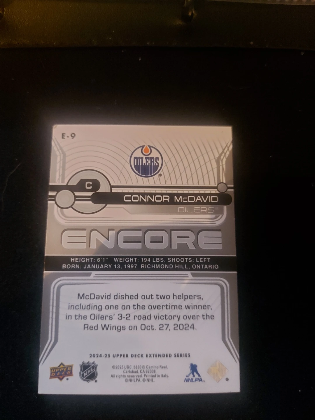 2024-25 Upper Deck Connor McDavid Oilers Encore Hockey Card - photo 2