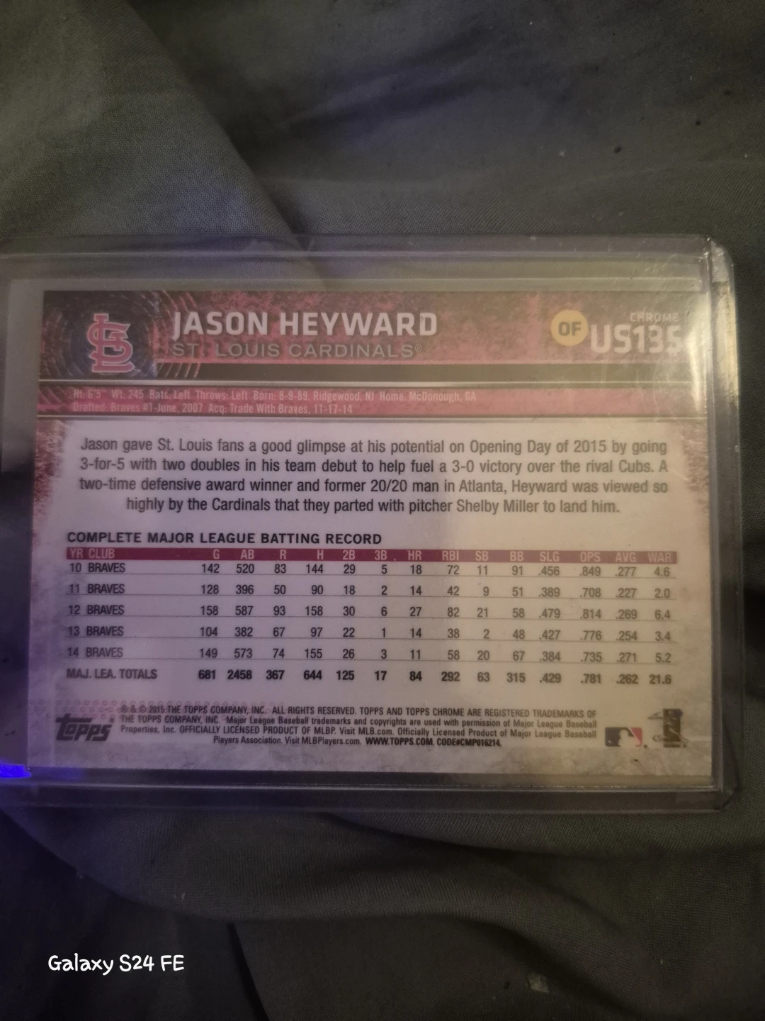 Jason Heyward 2015 Topps Chrome US135 Baseball Card