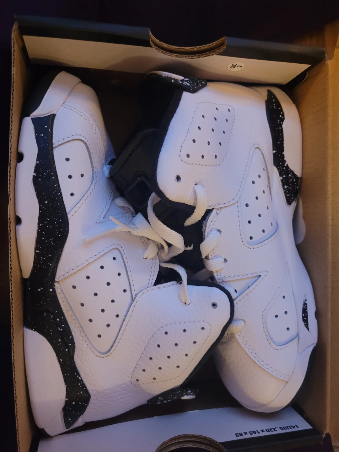 Children's Air Jordan 6 Retro TD White Black Speckled Sneakers