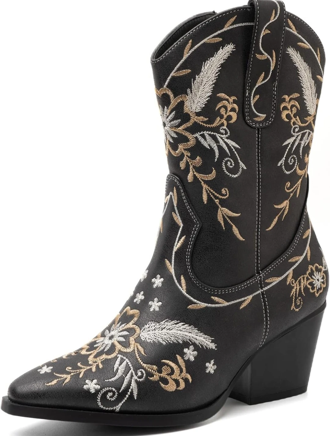 Black Embroidered Cowboy Boots-Size Womens 6.5 - photo 3