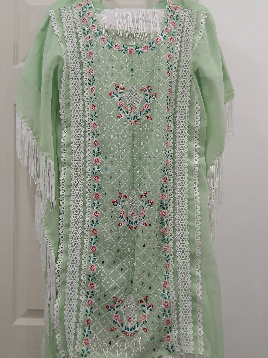 Embroidered Kaftan with Fringe - photo 2