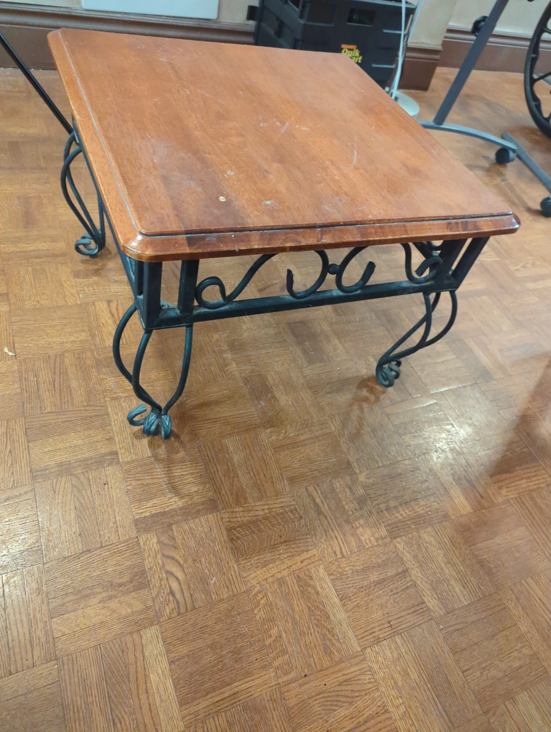 Wooden Coffee Table with Wrought Iron Legs
