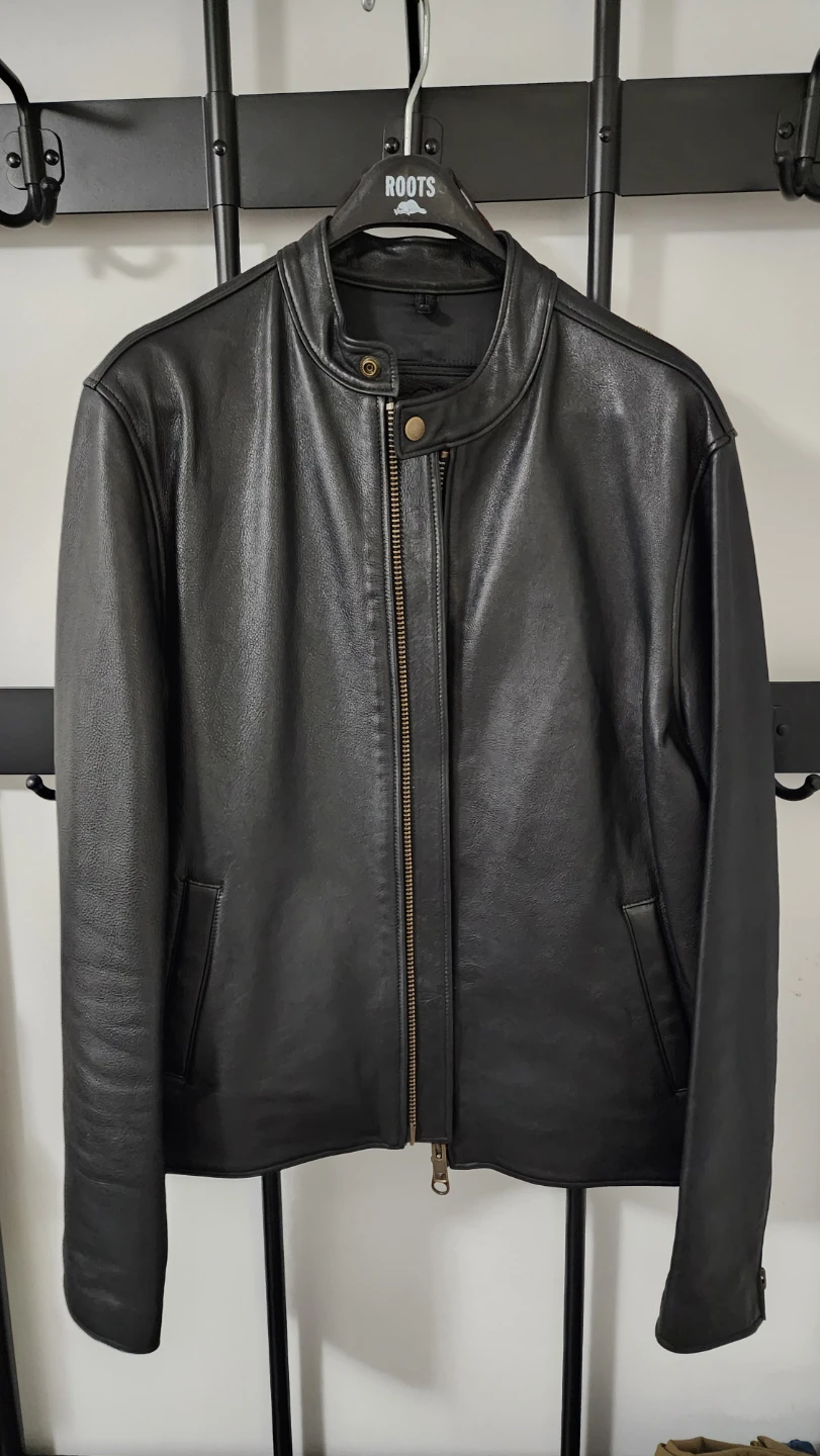 Roots Black Leather Jacket - Size S/P