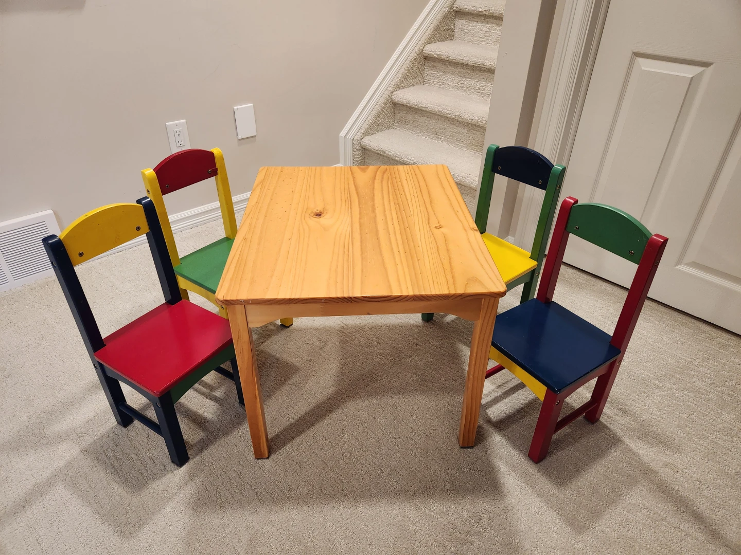 Kids Wooden Table and 4 Chairs Set