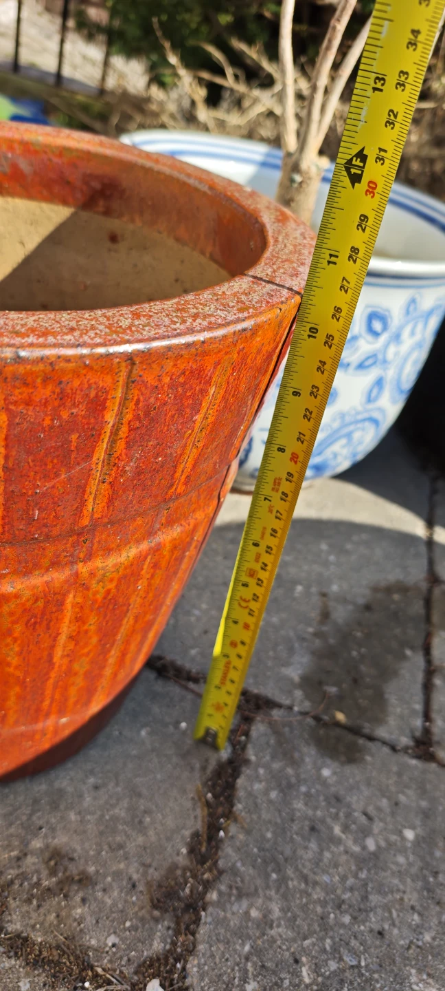 Large Ceramic Planter Pot - Orange Glaze