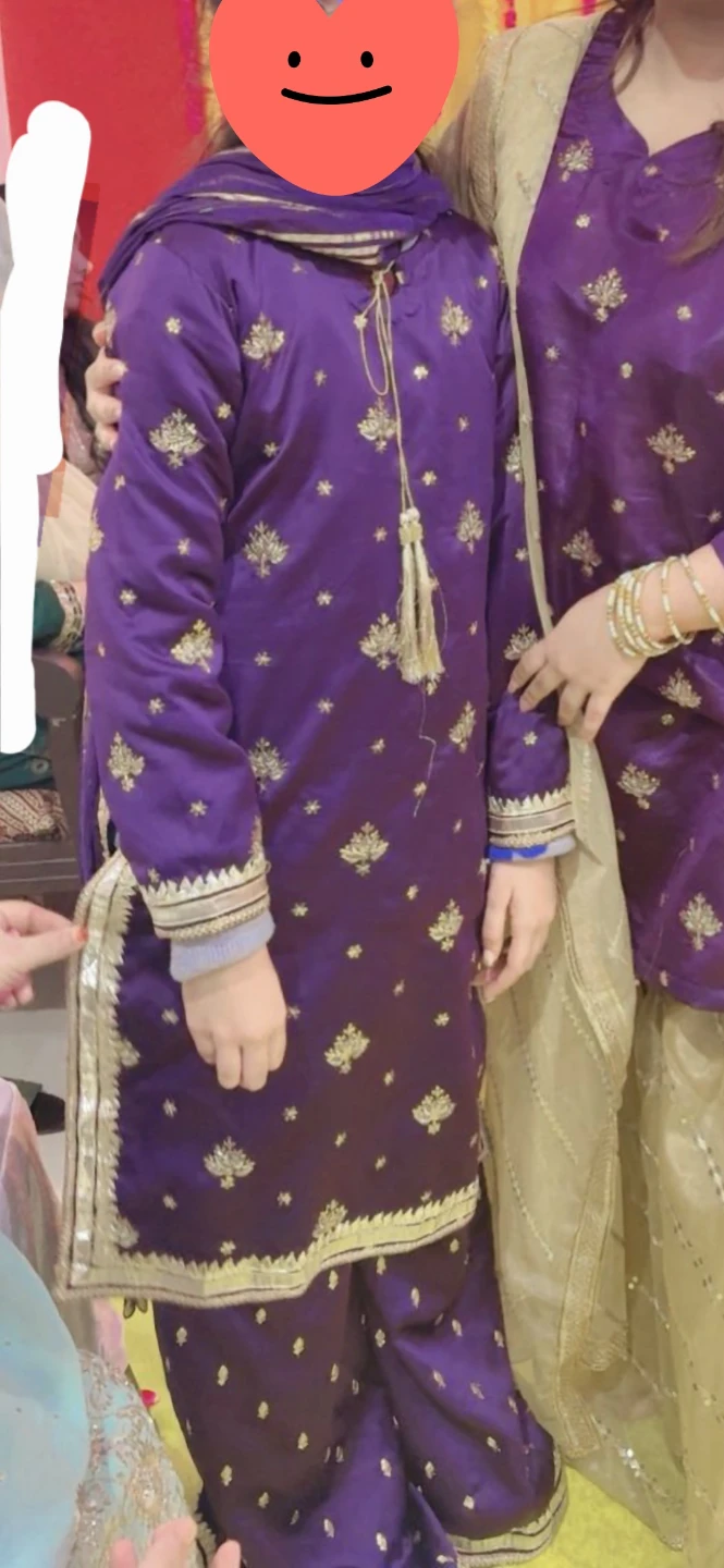 Purple Embroidered Suit with Dupatta