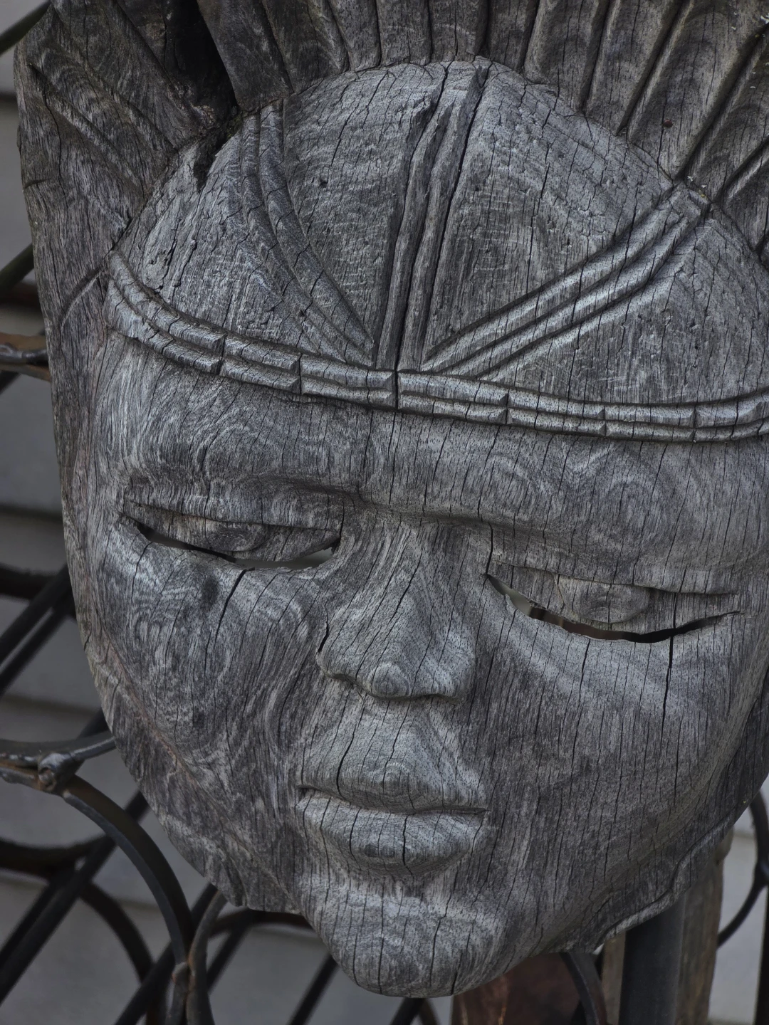 Hand-carved wooden mask vintage