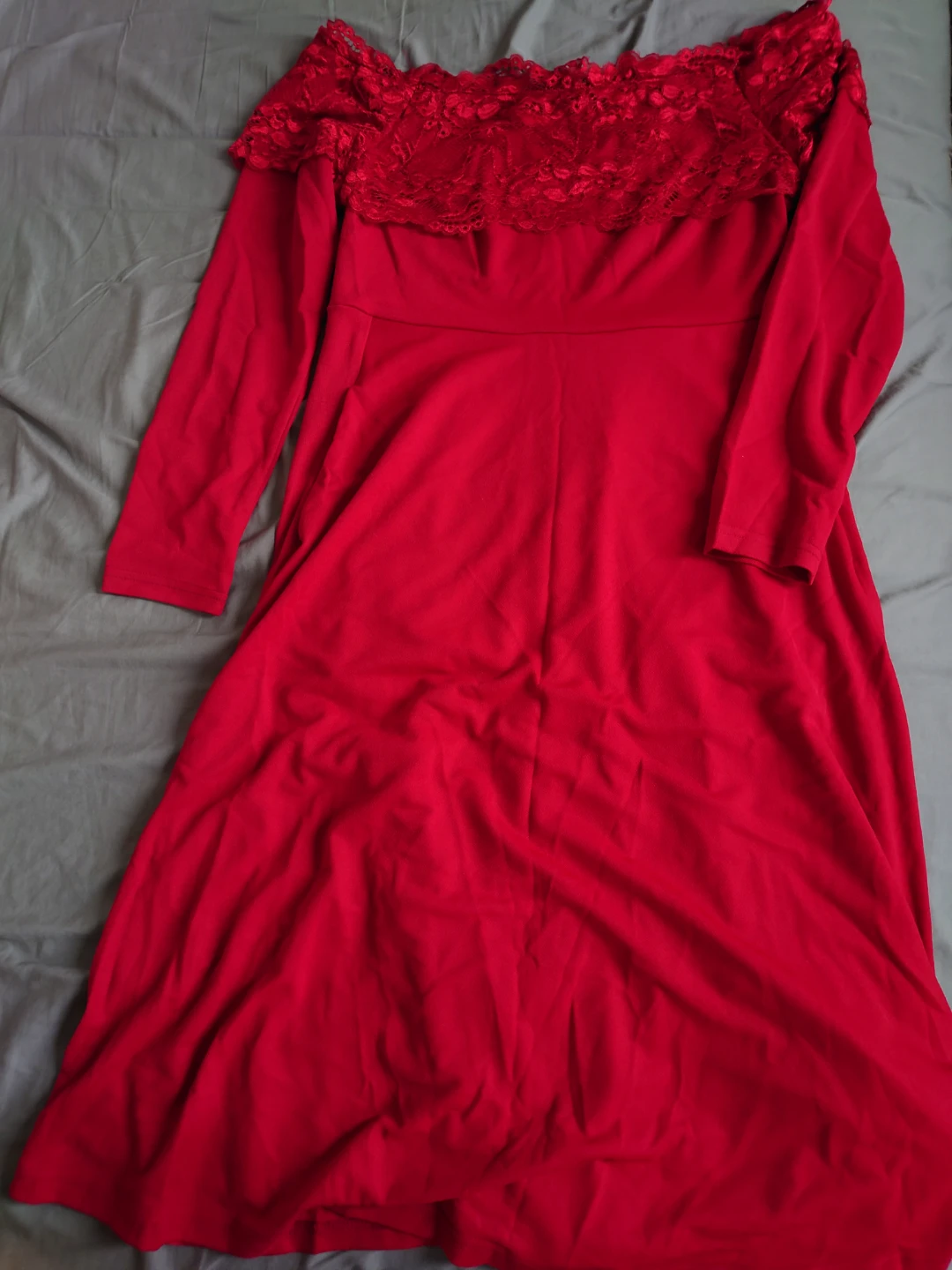 Red Lace Off-the-Shoulder Dress