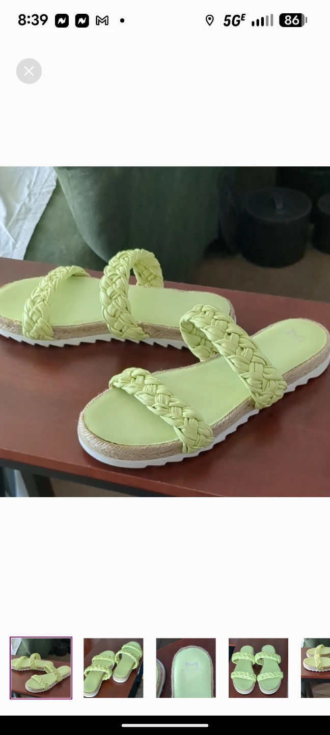 Marc Fisher Mint Green Braided Sandals Slip-On Comfort
