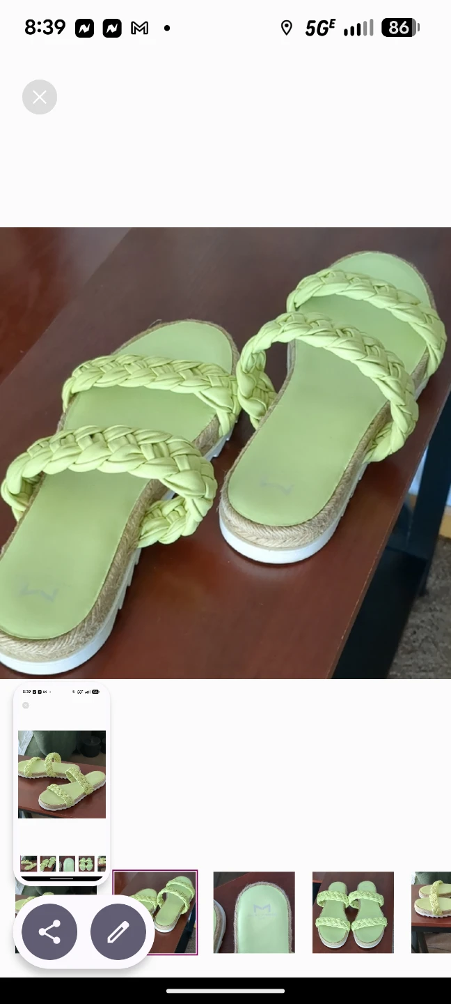 Marc Fisher Mint Green Braided Sandals Slip-On Comfort - photo 2