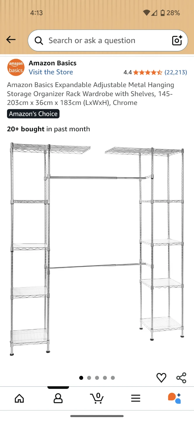 Amazon Basics Expandable Closet Organizer - Chrome - photo 3