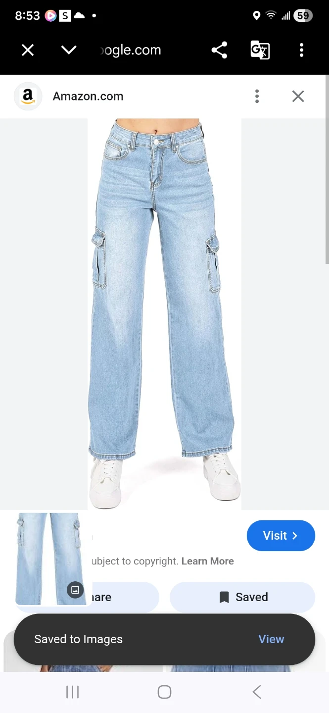 Light Wash Wide Leg Cargo Jeans - photo 3