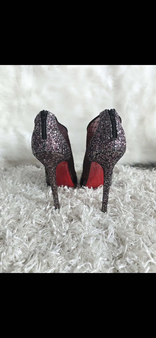 Christian Louboutin Glitter Mesh Ankle Boots - photo 2