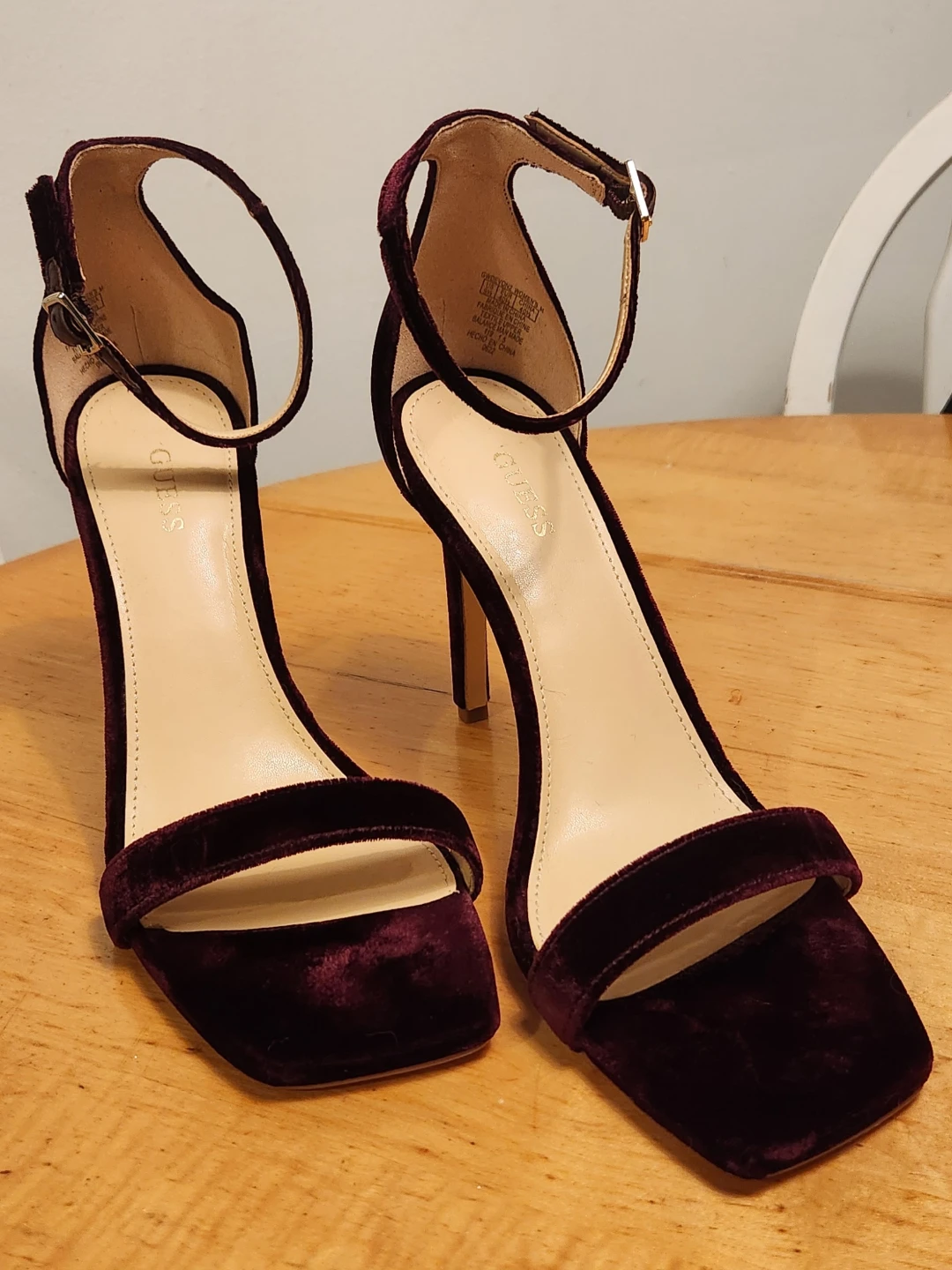 Guess Velvet Stilettos - Burgundy