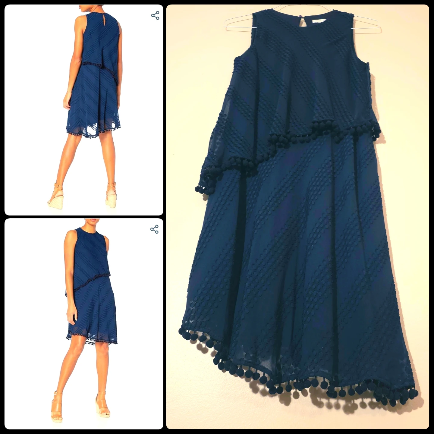 London Times Navy Asymmetrical Sleeveless Shift Dress sz 10