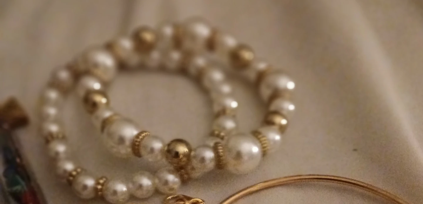 Pearl and Gold Tone Bracelets and Necklace Set - photo 2