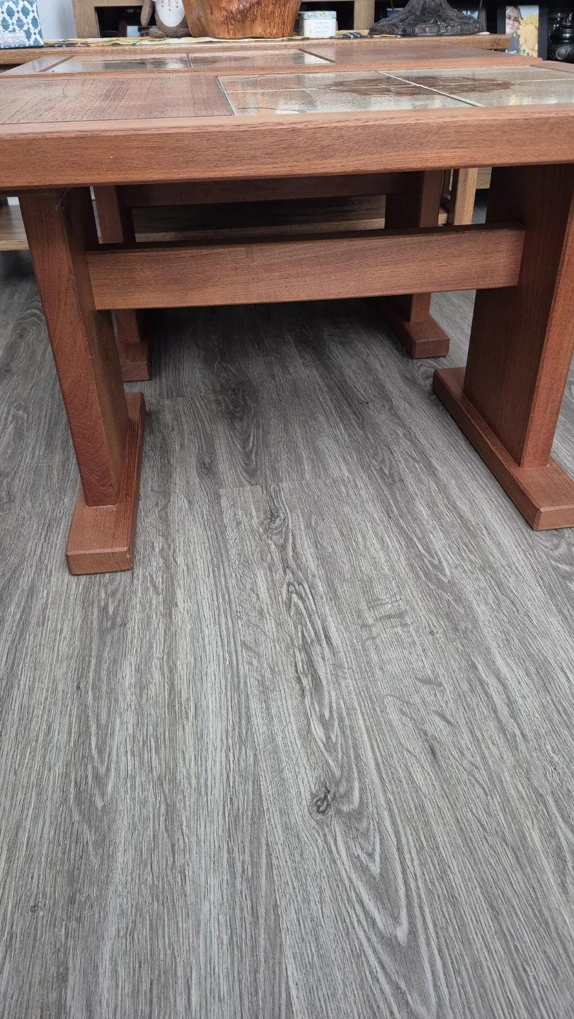 Vintage Wooden Coffee Table with Tile Inlay - photo 3