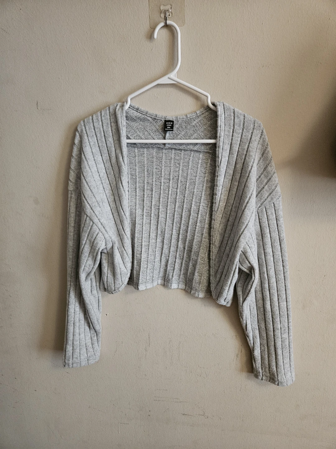 Grey Ribbed Cropped Cardigan - photo 2