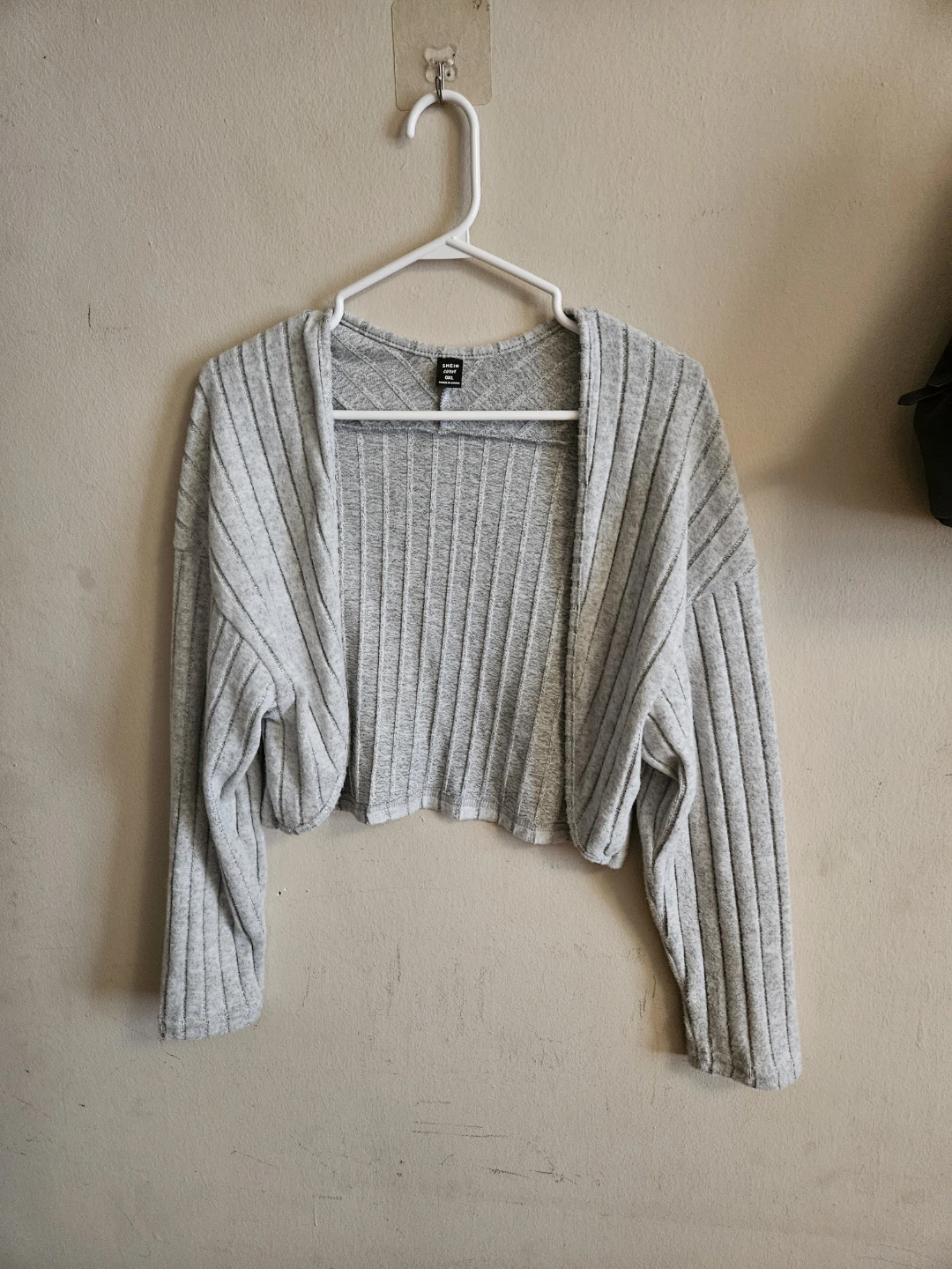 Grey Ribbed Cropped Cardigan - photo 3