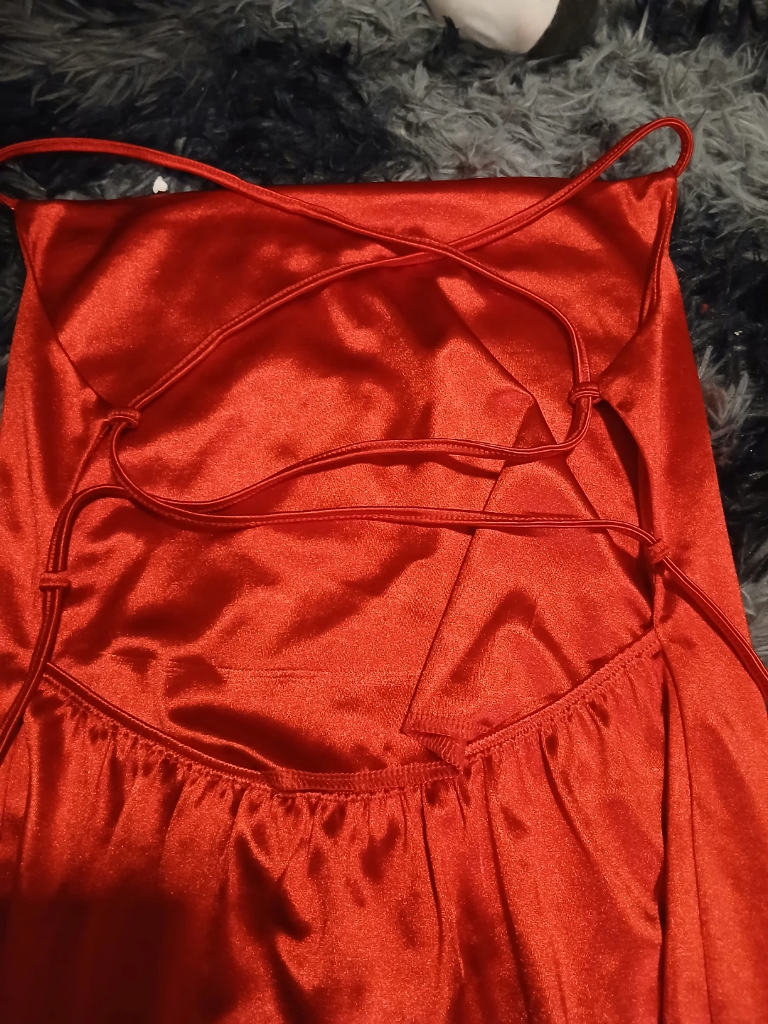 Red satin slip dress - photo 3