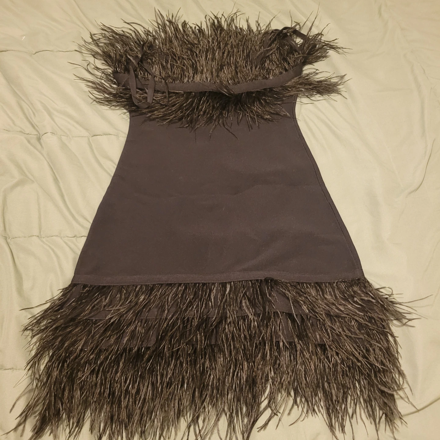 Staud Black Feather Trim Dress medium - photo 2