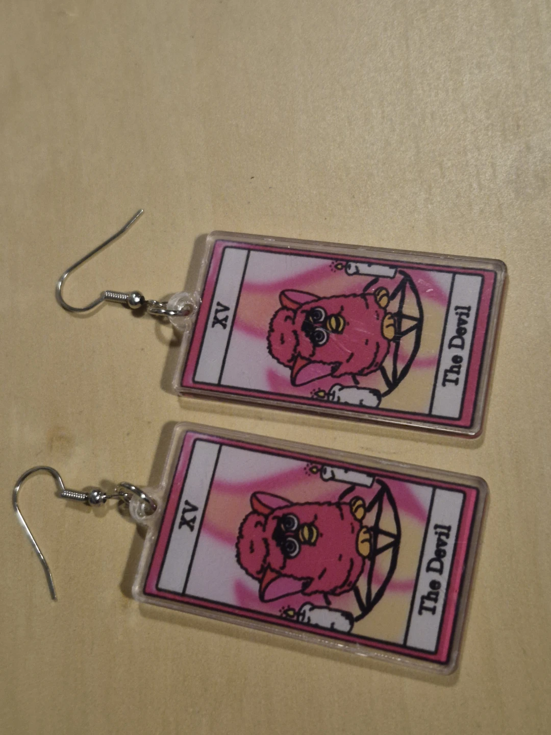 Furby The Devil Tarot Card Earrings - photo 3