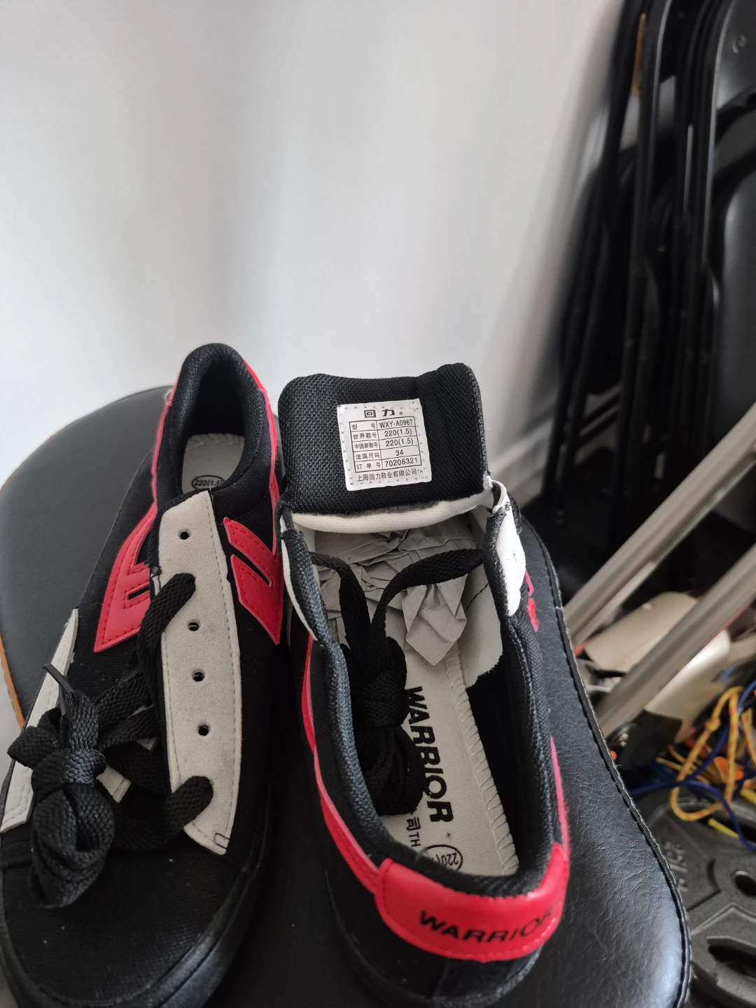 Warrior Black Red Sneakers - Youth Size 34 - photo 2