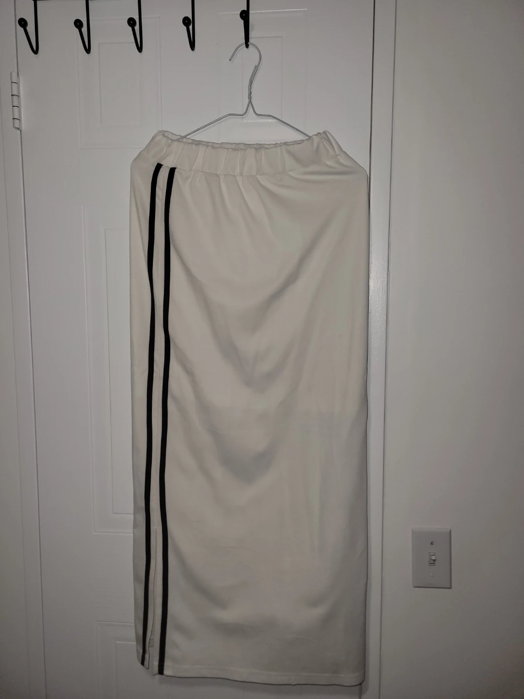White Long Skirt with Black Stripes