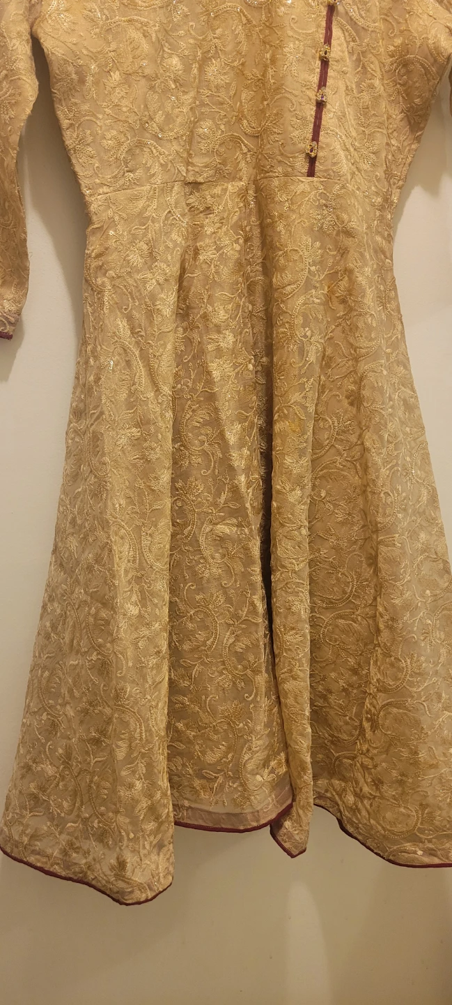 Gold Embroidered Anarkali Style Dress