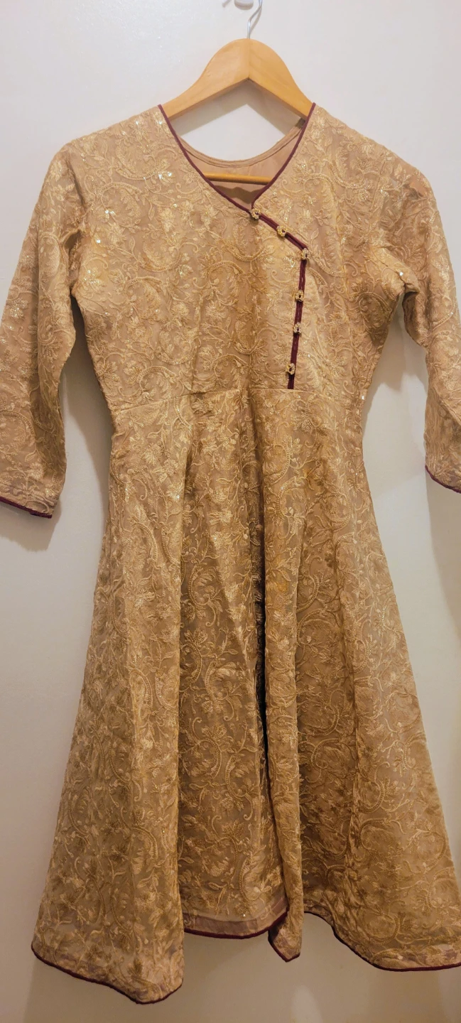 Gold Embroidered Anarkali Style Dress - photo 3