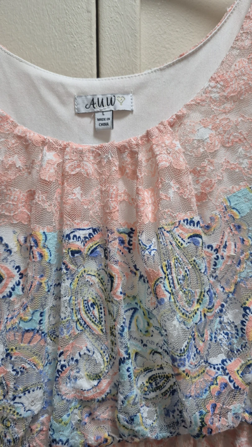 AuW Paisley Print Lace Trim Dress - photo 2