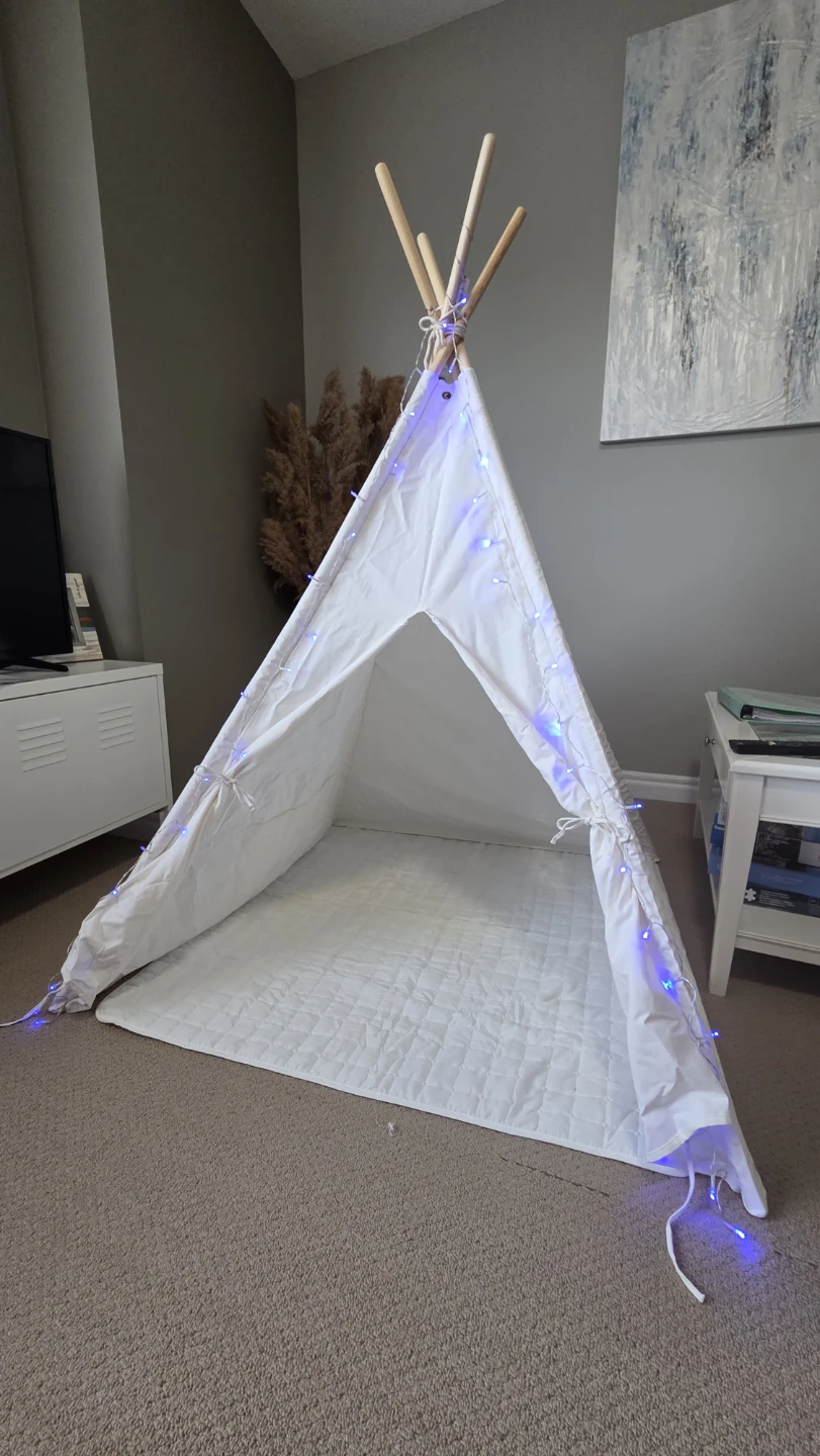 Tiny Land White Teepee Tent with Lights