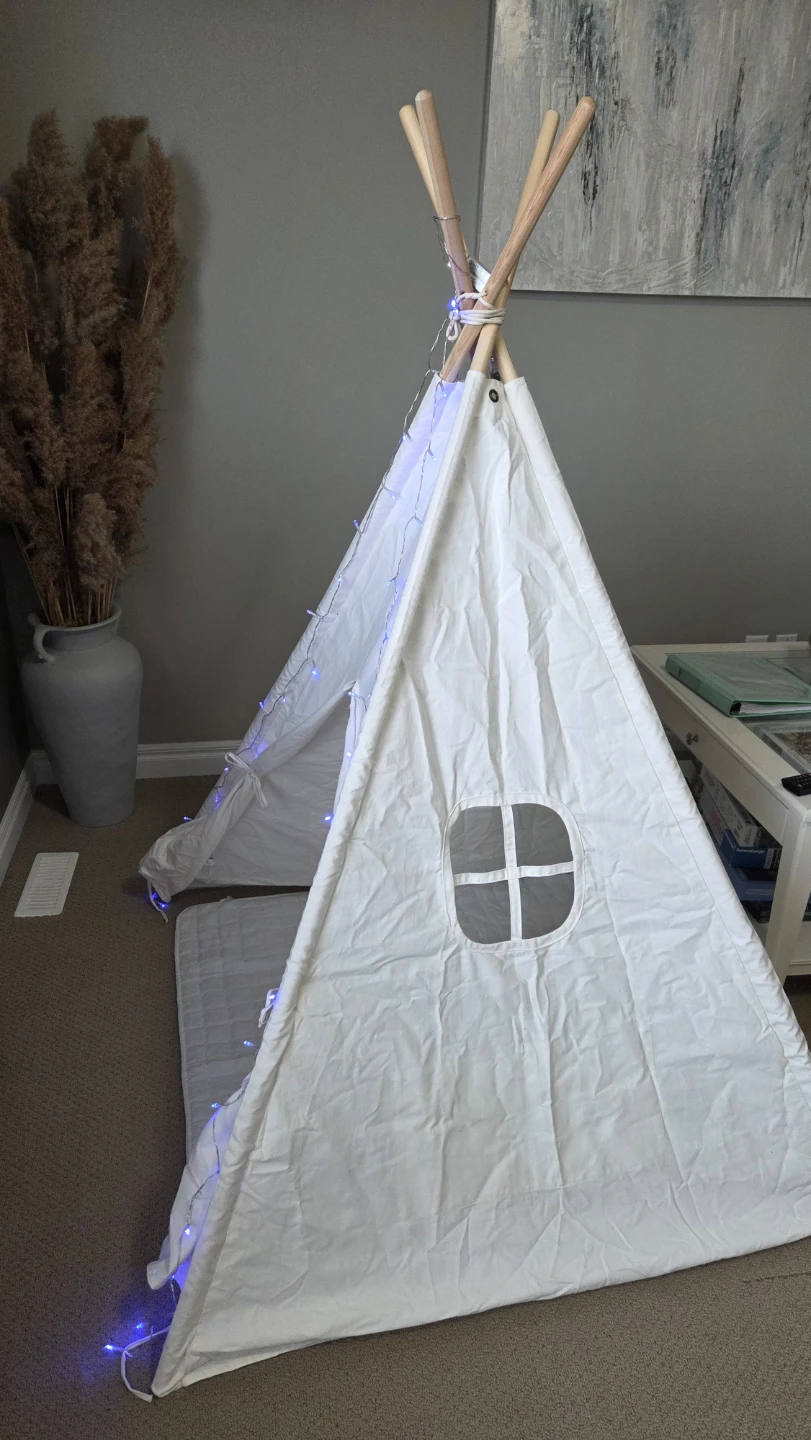 Tiny Land White Teepee Tent with Lights - photo 2