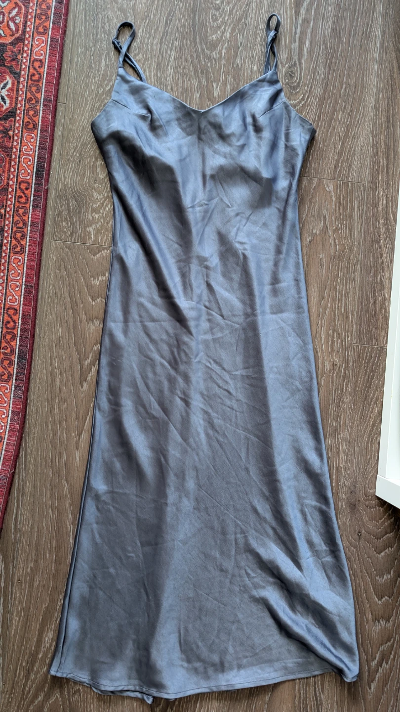 Oak + Fort Grey Satin Slip Dress - Size S - photo 2