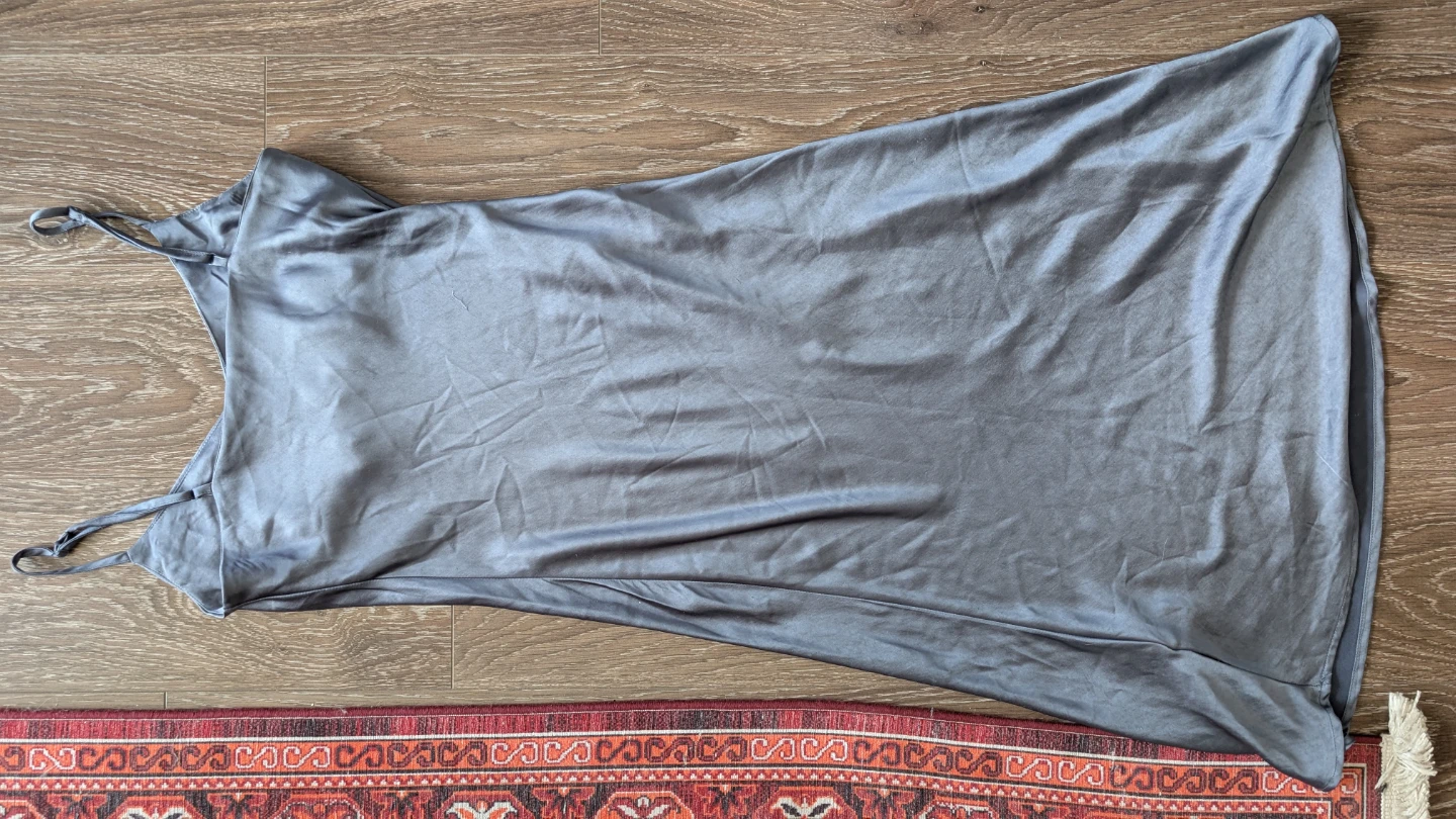 Oak + Fort Grey Satin Slip Dress - Size S - photo 3
