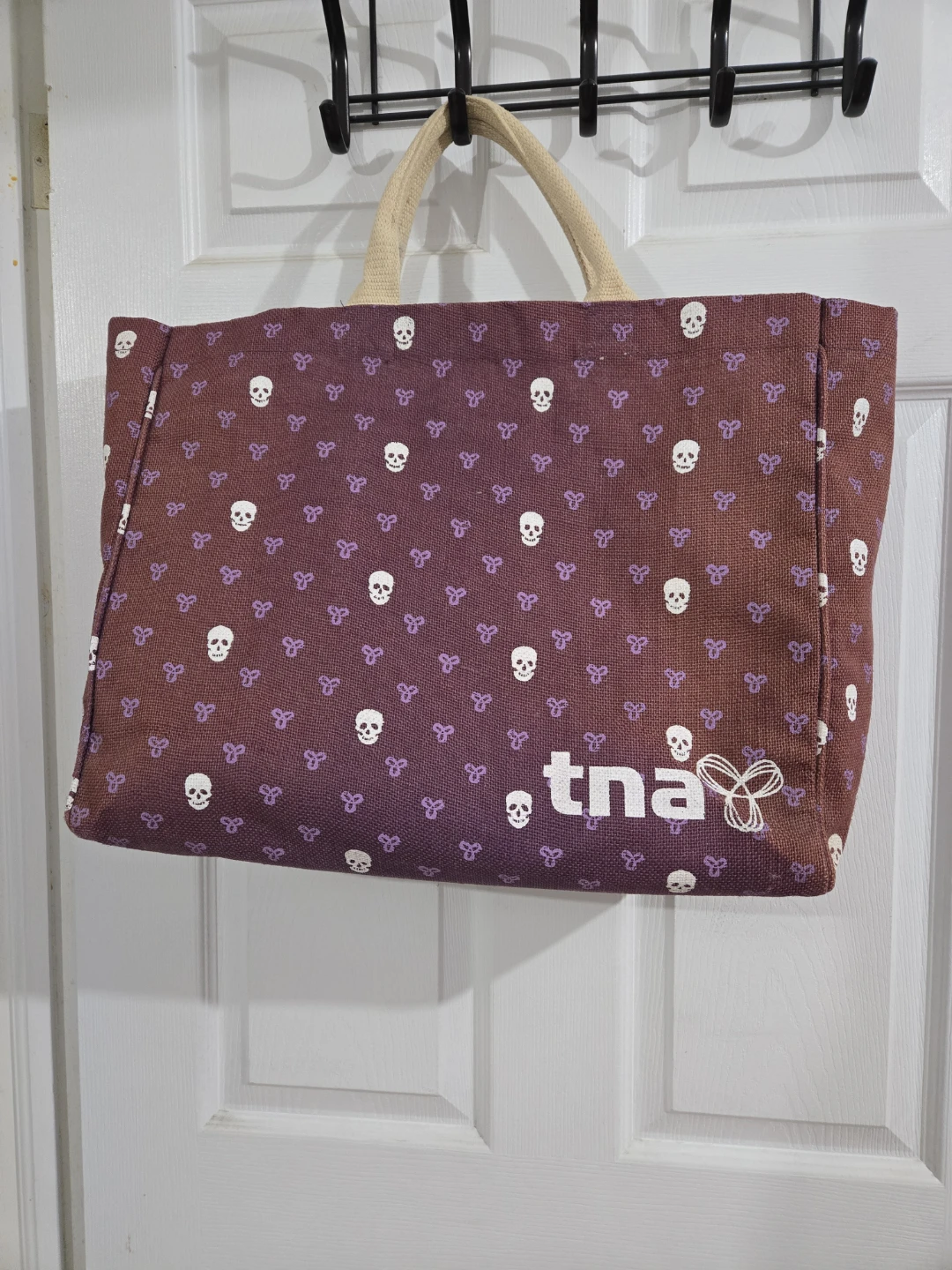 TNA Purple Skull Print Tote Bag
