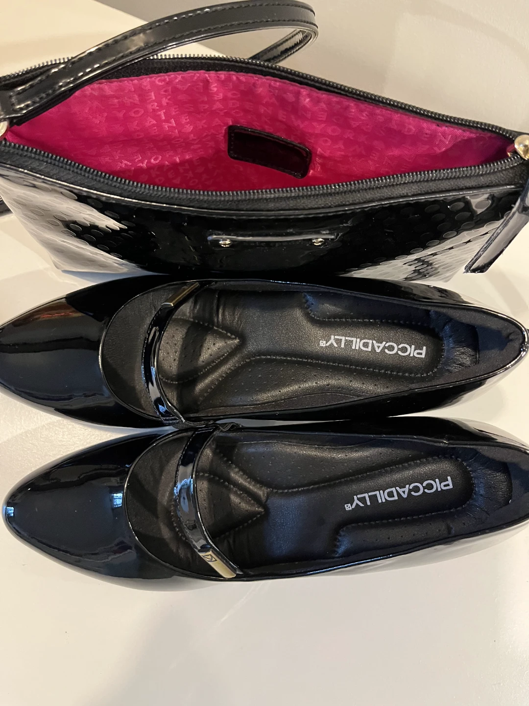 Black Patent Shoes and Matching Purse Set - photo 2