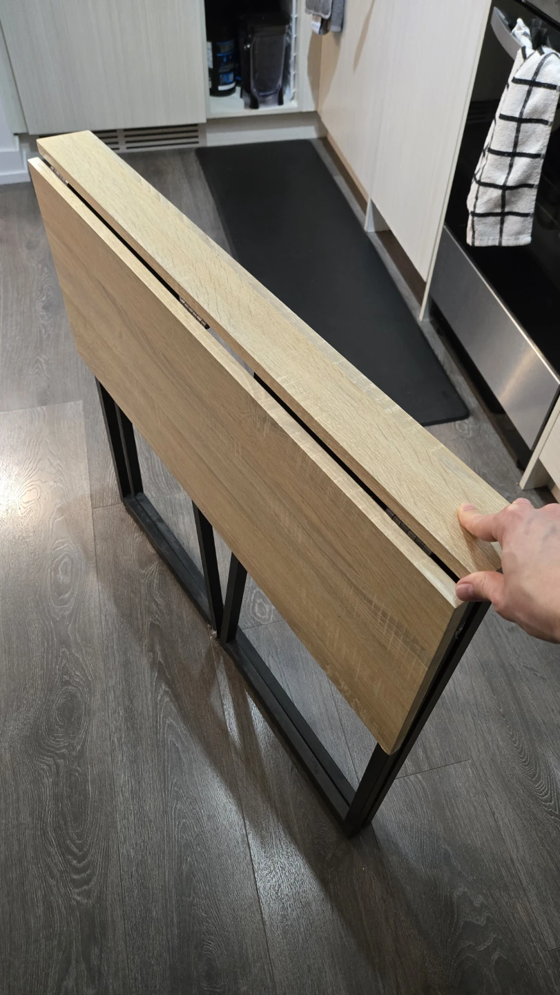 Light Wood Folding Table with Black Metal Legs - photo 2