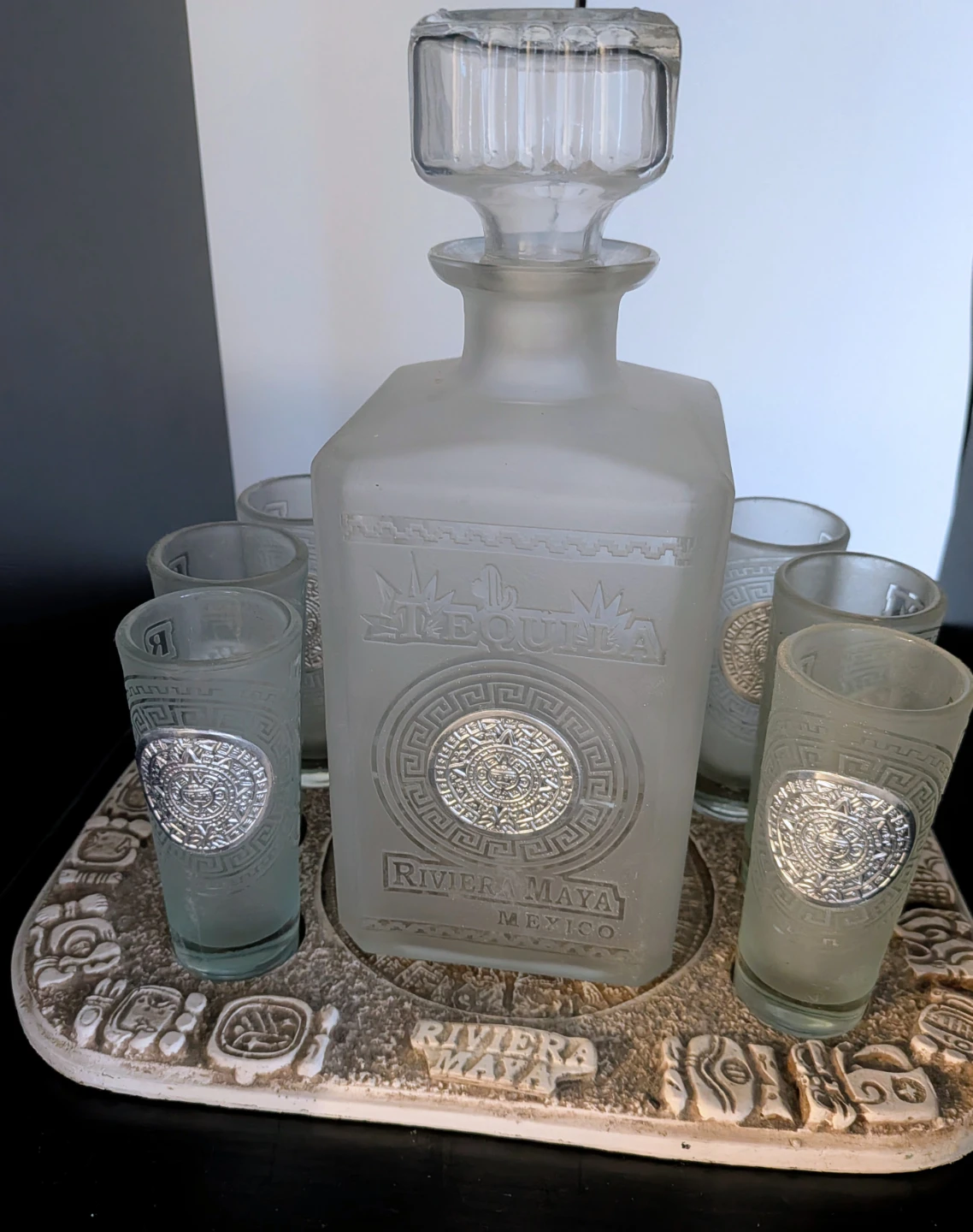 Tequila Decanter Set with 6 Tall Shot Glasses