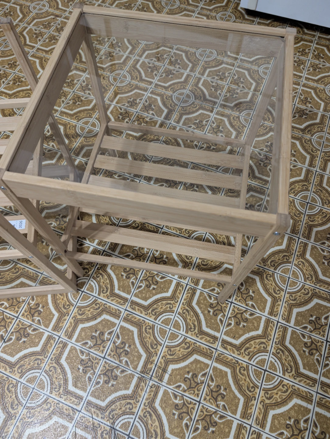 2 IKEA NESNA Bamboo Bedside Table with Glass Top