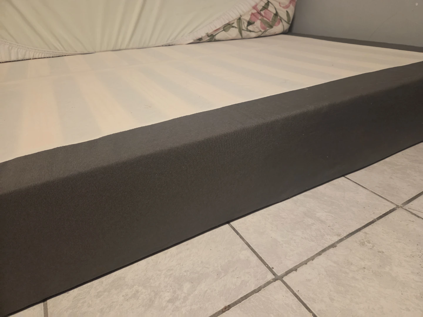 Grey Upholstered Box Spring