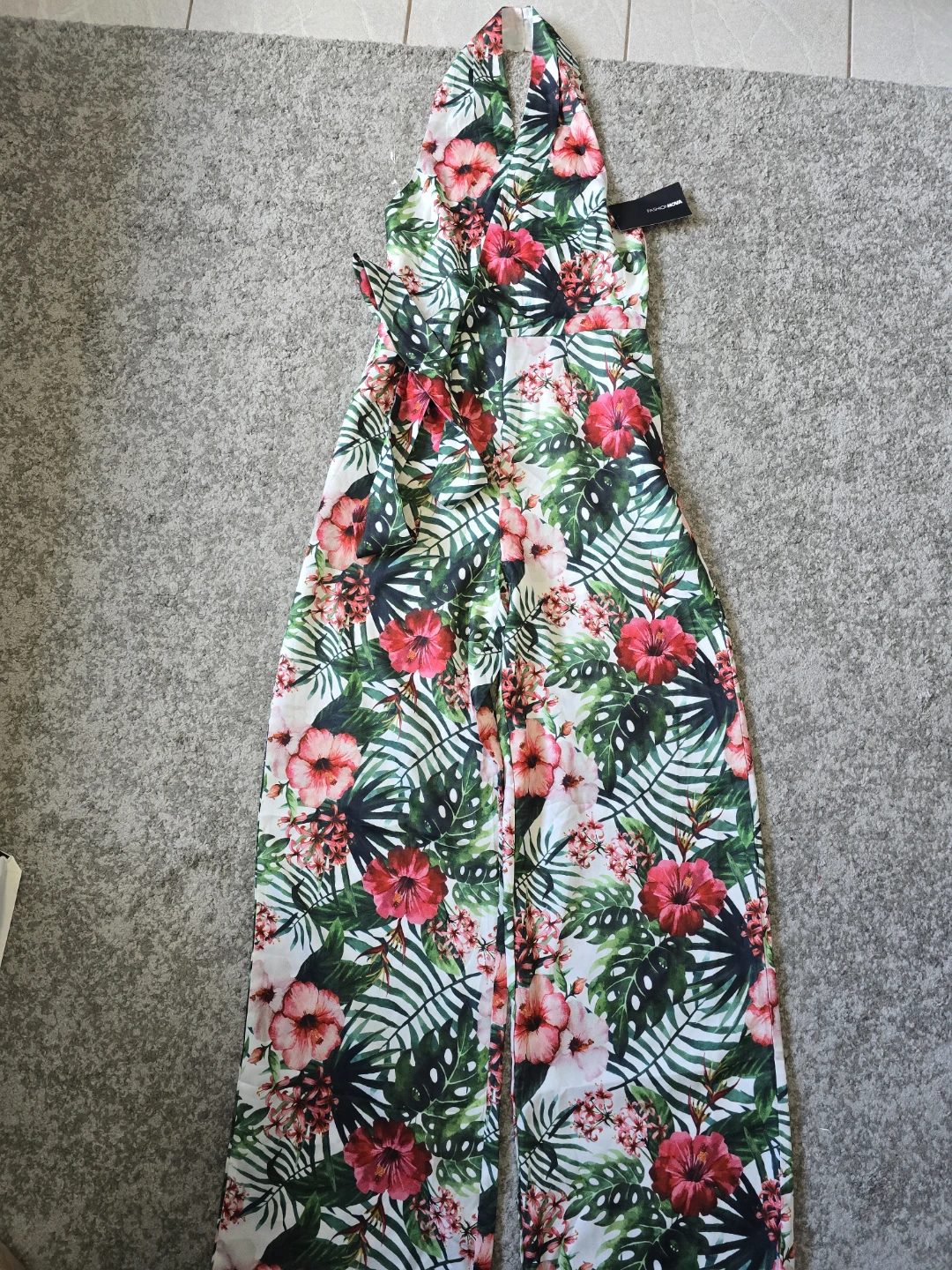 Fashion Nova Tropical Halter Jumpsuit
