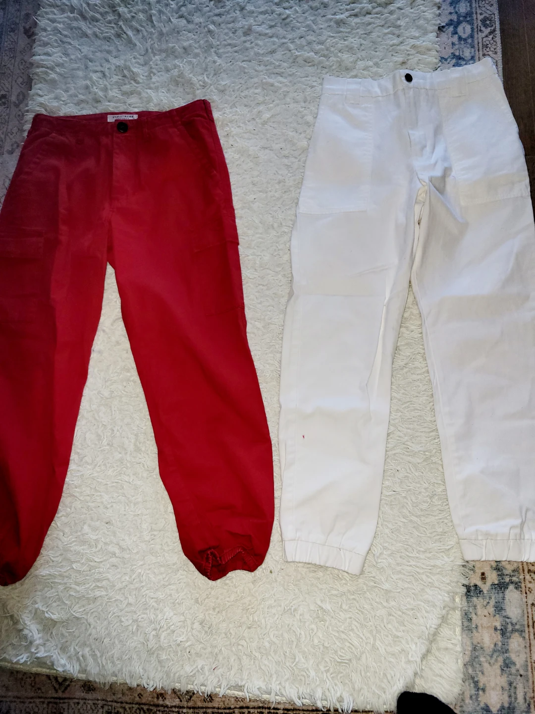 $10.00 FOR BOTH!!! WHITE AND RED cargo pants