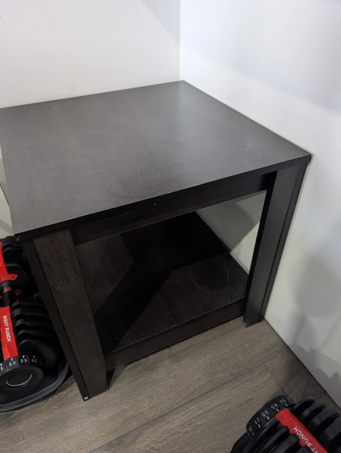Dark Brown End Table with Shelf