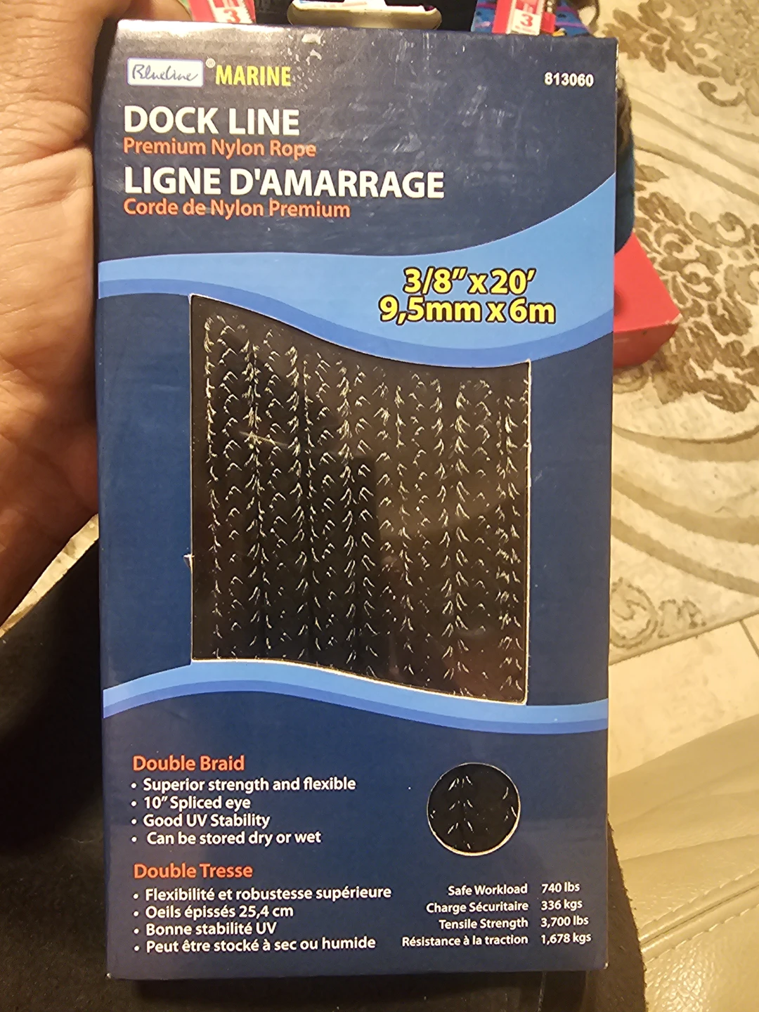 BlueLine Marine 3/8" x 20' Premium Nylon Dock Line