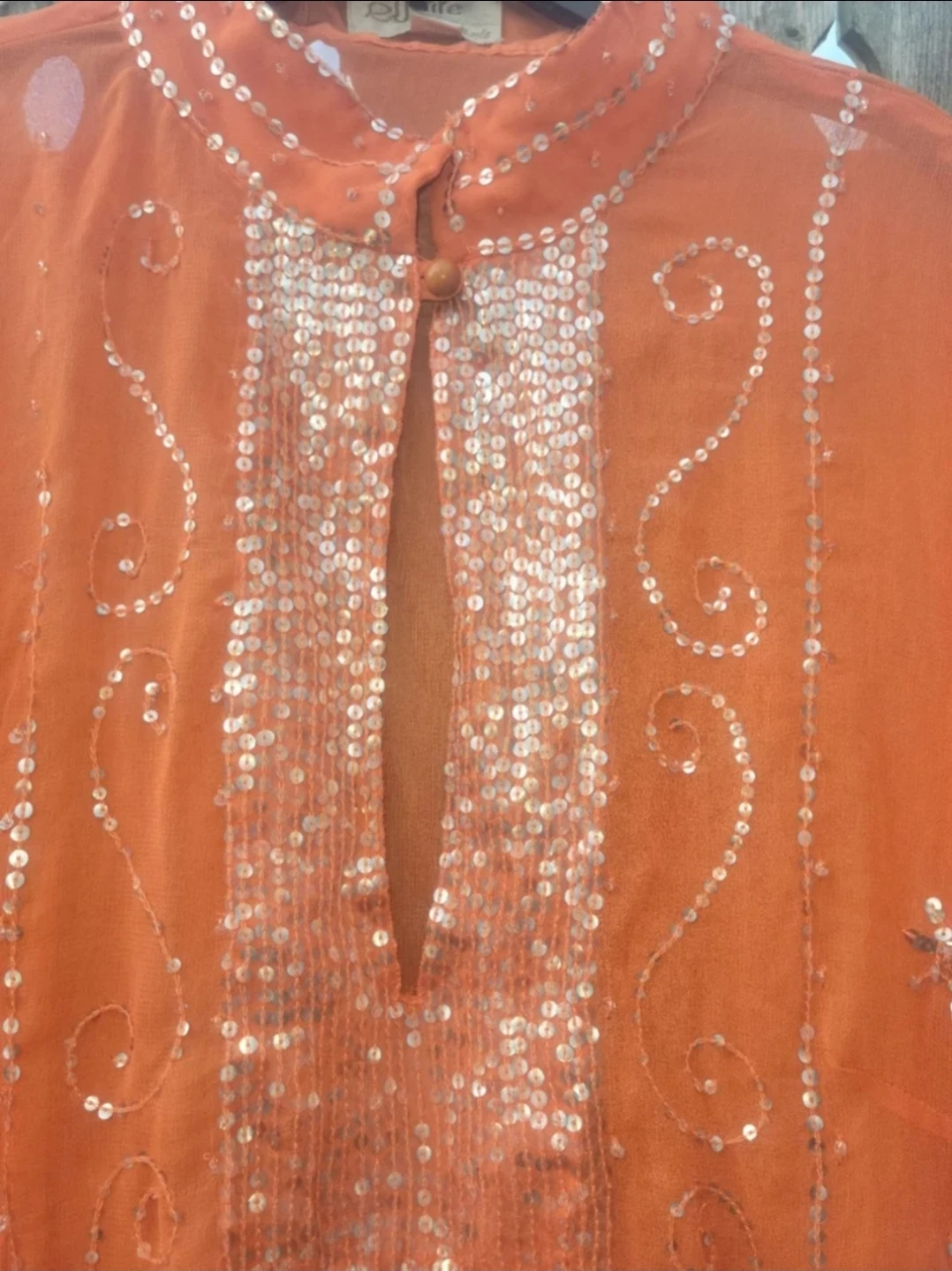 Laffaille Orange Sequin Embellished Tunic Top - photo 2