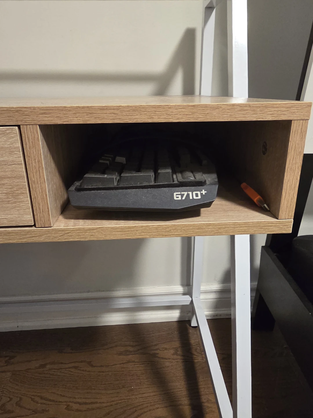 Compact Wood Grain Desk with Storage Drawer - photo 3